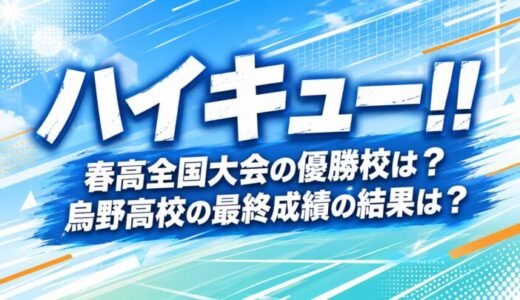 ハイキュー!!の春高全国大会の優勝校は？烏野高校の最終成績の結果は？